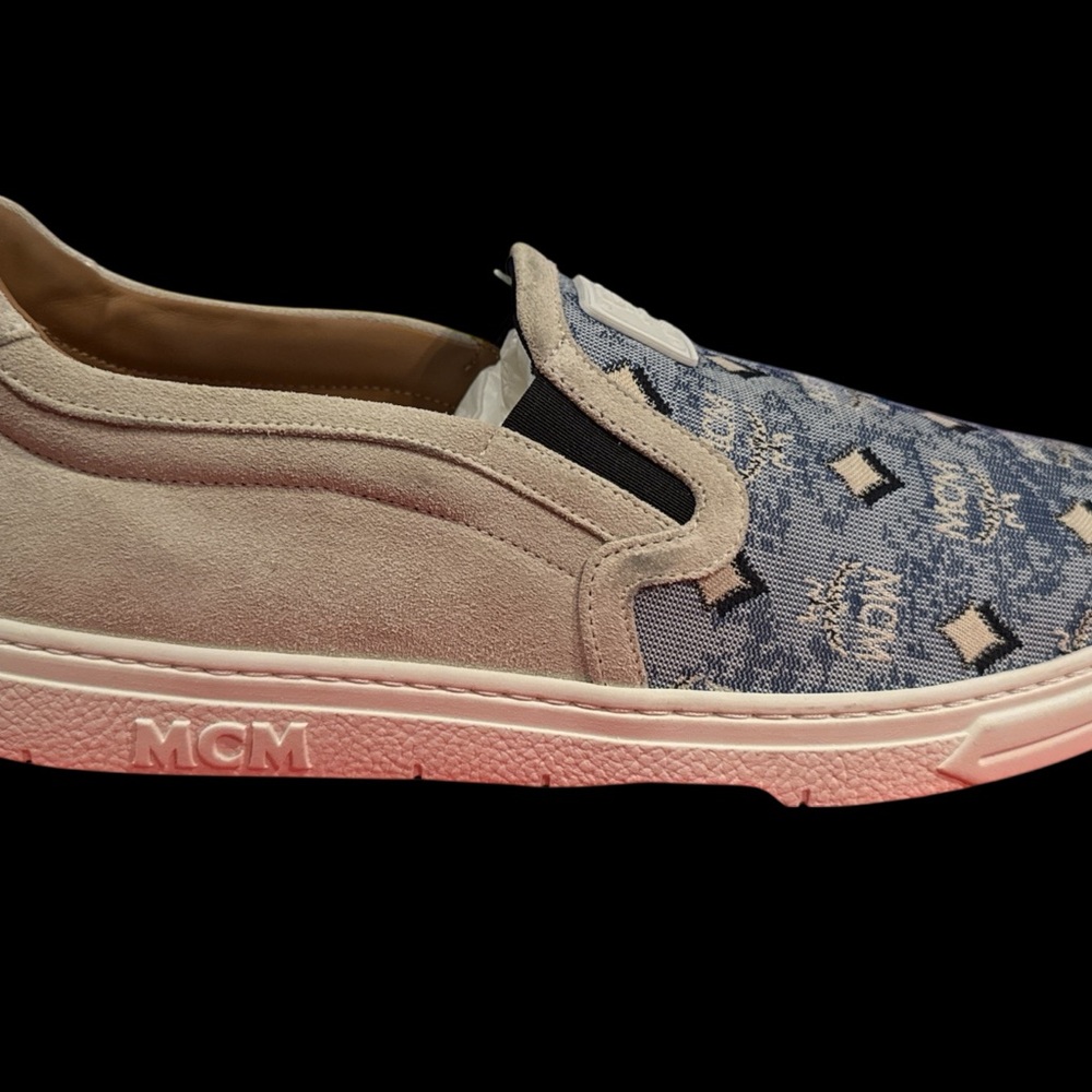 MCM Denim and Beige Slip-On Shoes